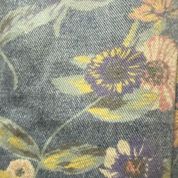 Women Print Floral Denim Overalls Casual Loose Size M Jumpsuit Wide Leg Pants - Picture 14 of 15